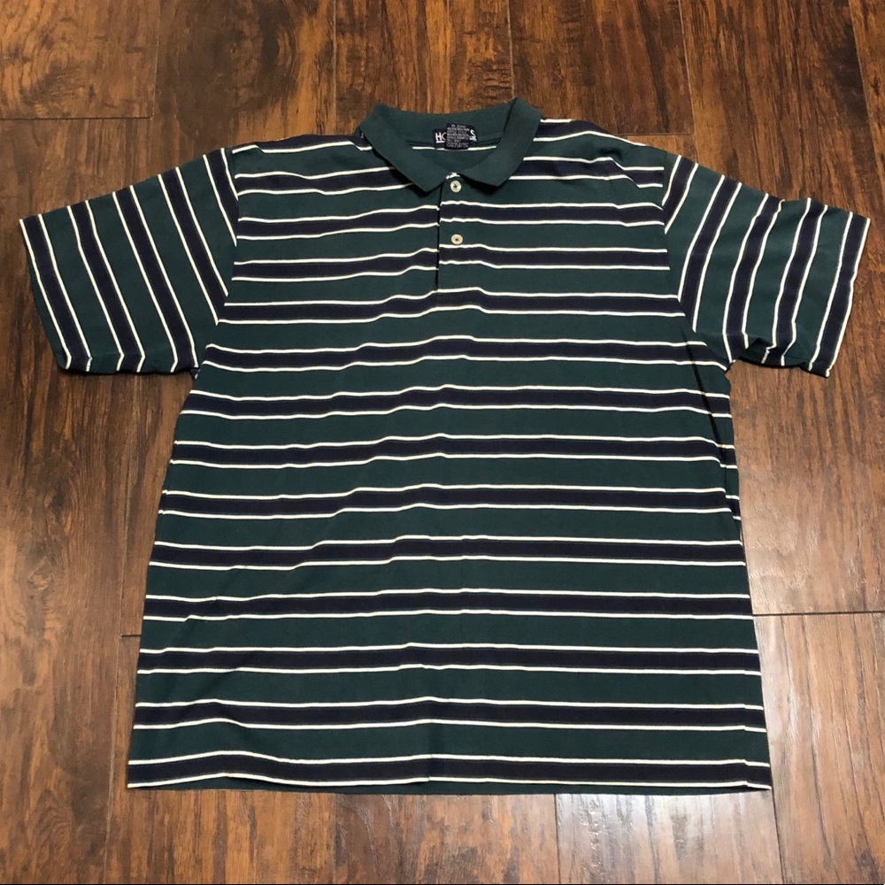 Honors Blue & Green Striped Polo Shirt Size XL